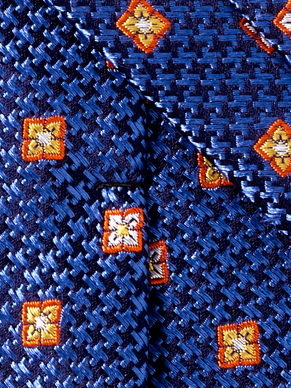 Medallion Woven Silk Tie - Blue/orange - Image 4