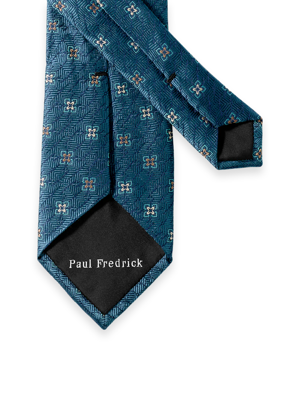 Medallion Woven Silk Tie - Teal - Image 3