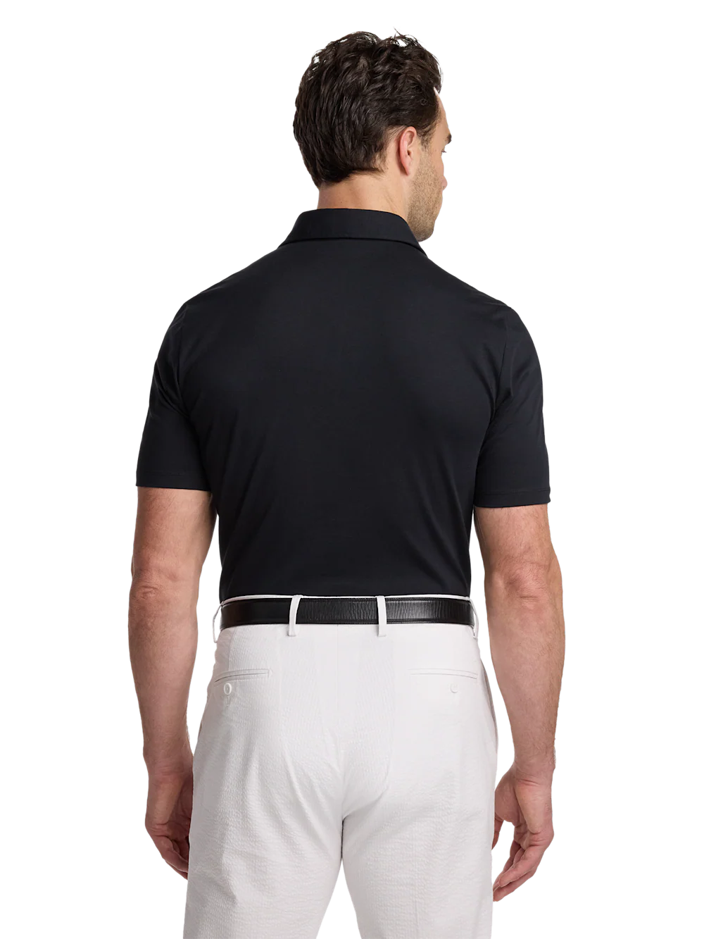 Mercerized Cotton Three Button Polo - Black - Image 6