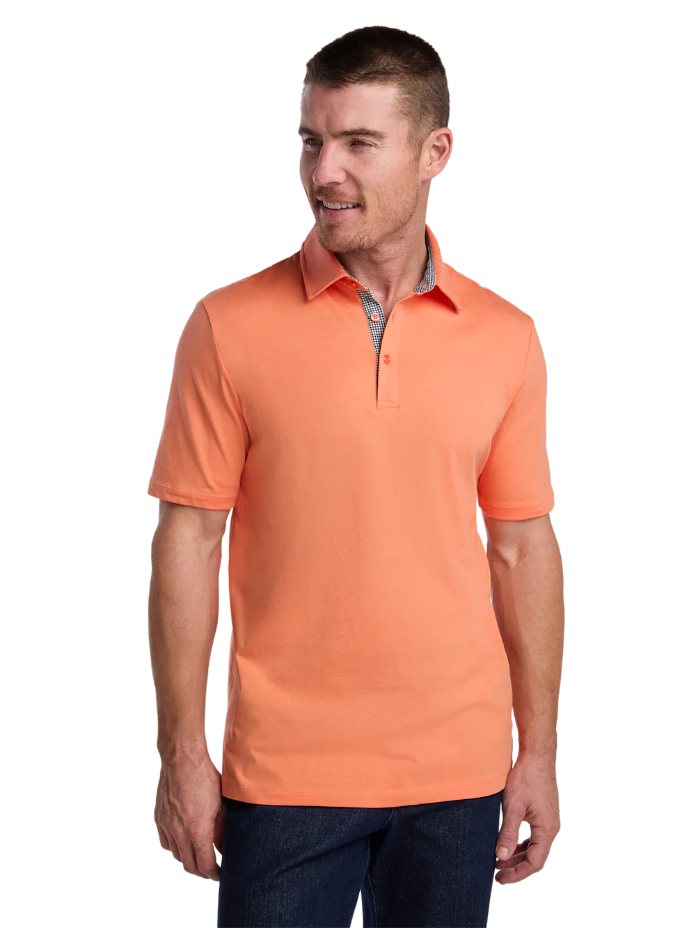 Mercerized Cotton Three Button Polo - Melon - Image 2