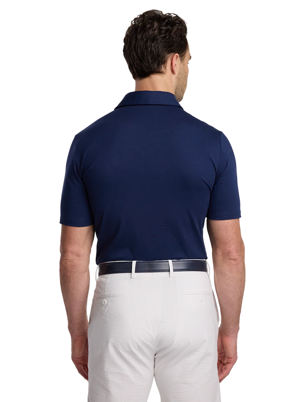 Mercerized Cotton Three Button Polo - Navy - Image 6