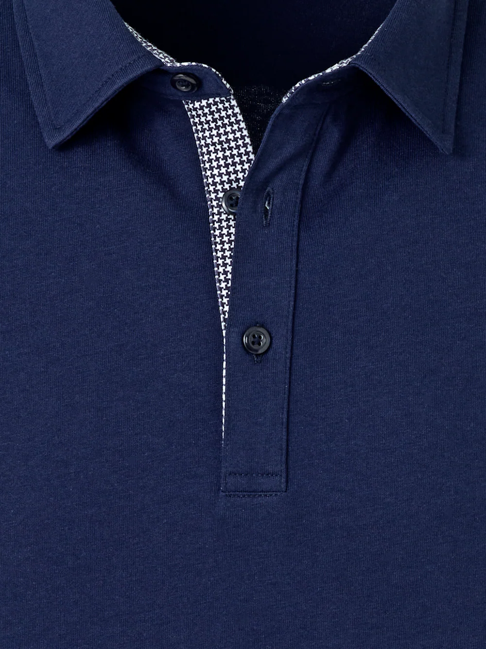 Mercerized Cotton Three Button Polo - Navy - Image 7