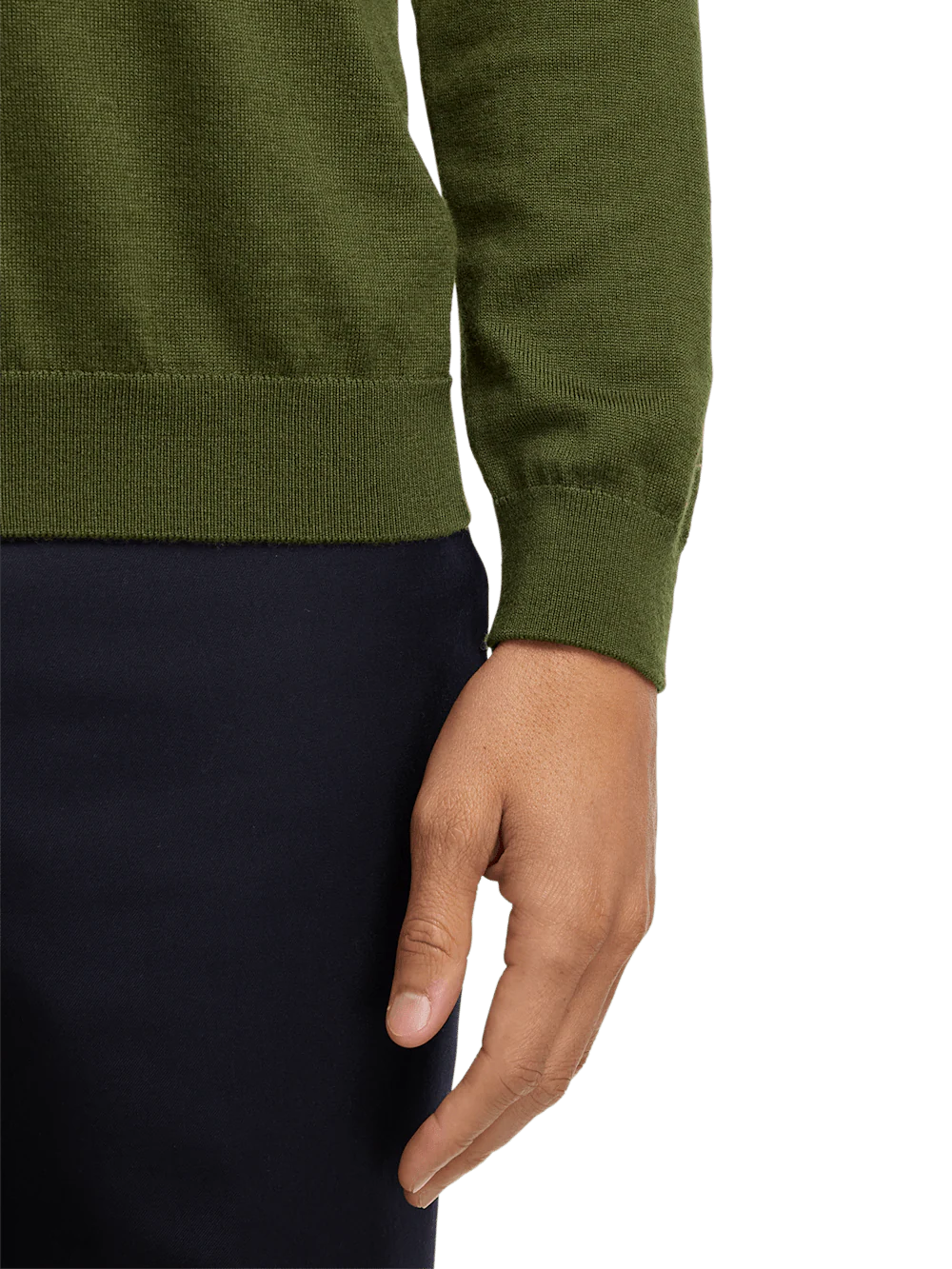 Merino Wool V-neck Sweater - Green - Image 4