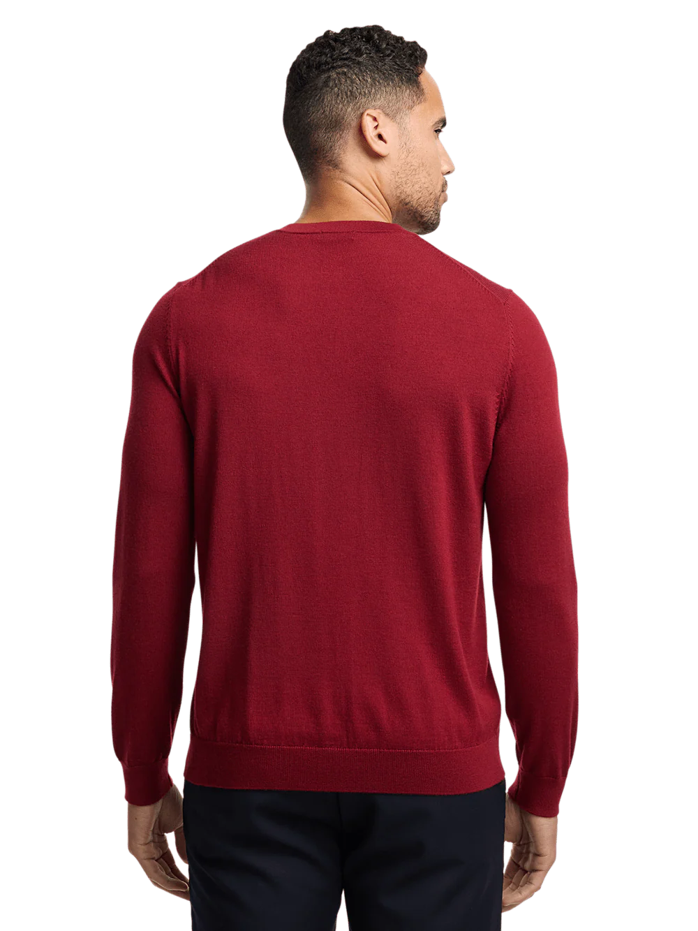 Merino Wool V-neck Sweater - Wine - Image 5