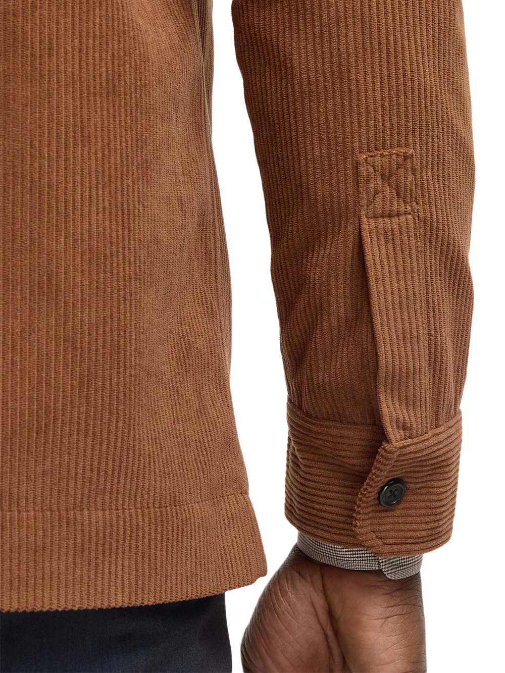 Microfiber Corduroy Shirt Jacket - Brown - Image 3