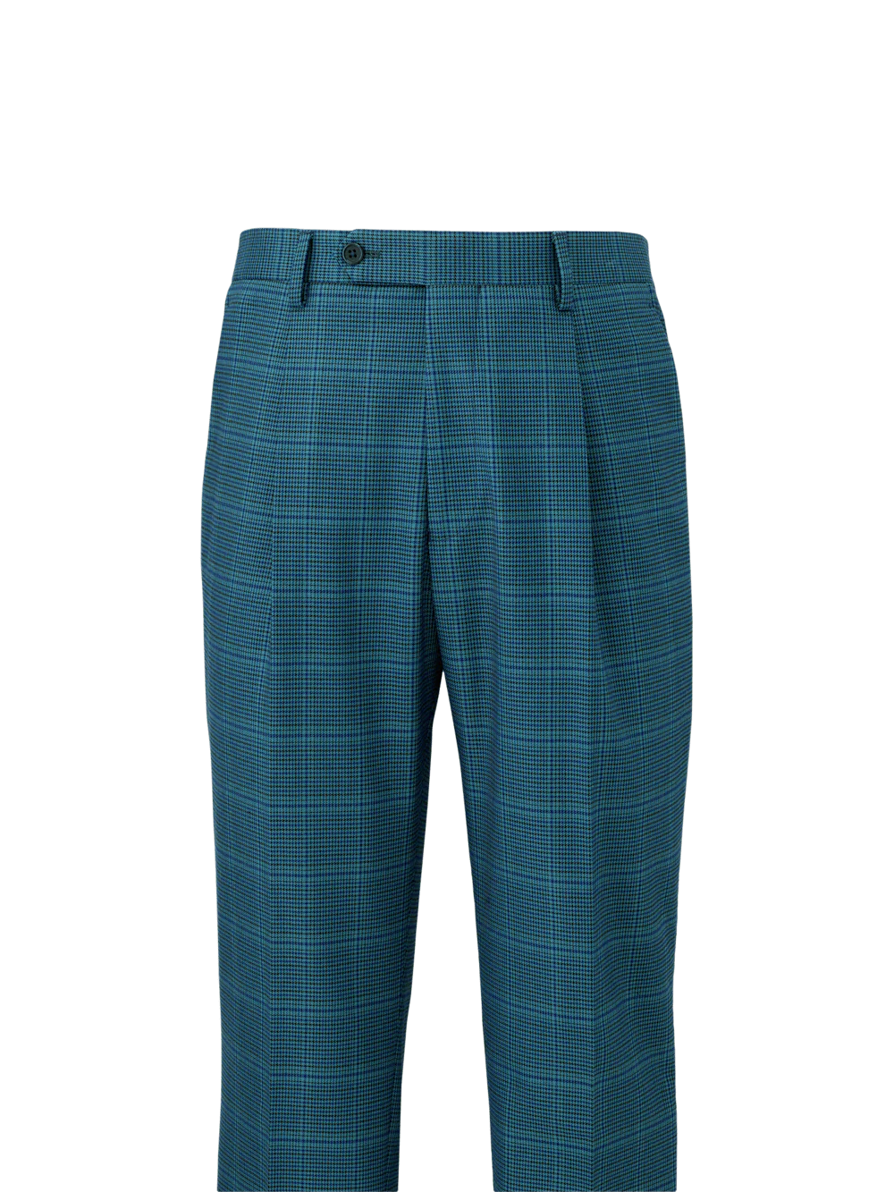 Microfiber Houndstooth Single Pleat Suit Pants - Navy/blue - Image 2