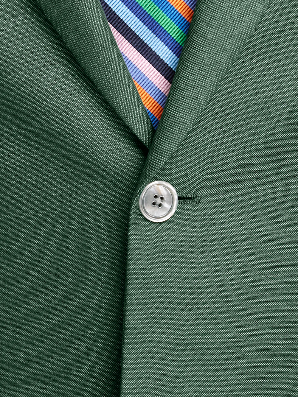 Microfiber Linen Blend Single Breasted Peak Lapel Suit Jacket - Green - Image 5