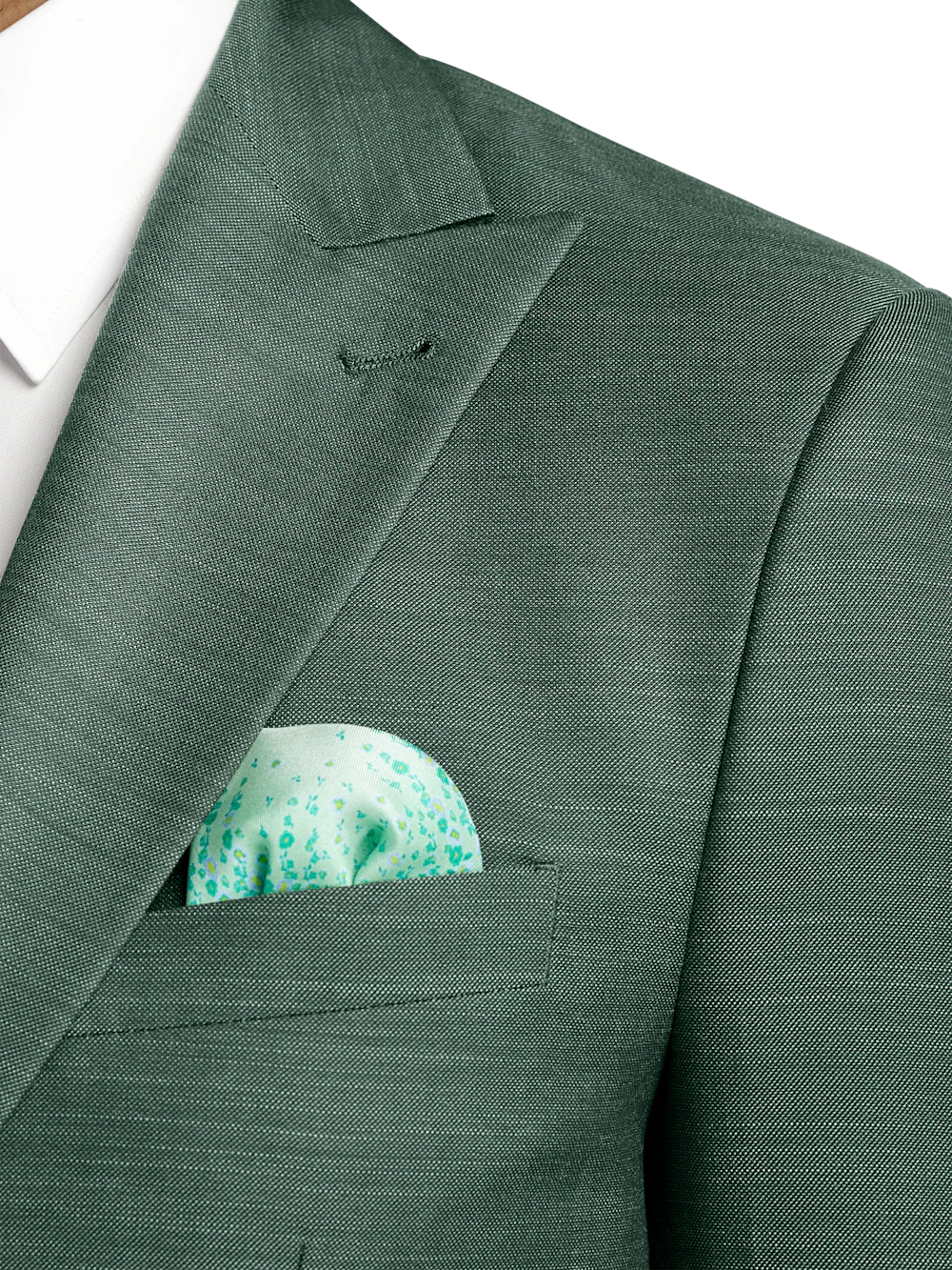 Microfiber Linen Blend Single Breasted Peak Lapel Suit Jacket - Green - Image 6