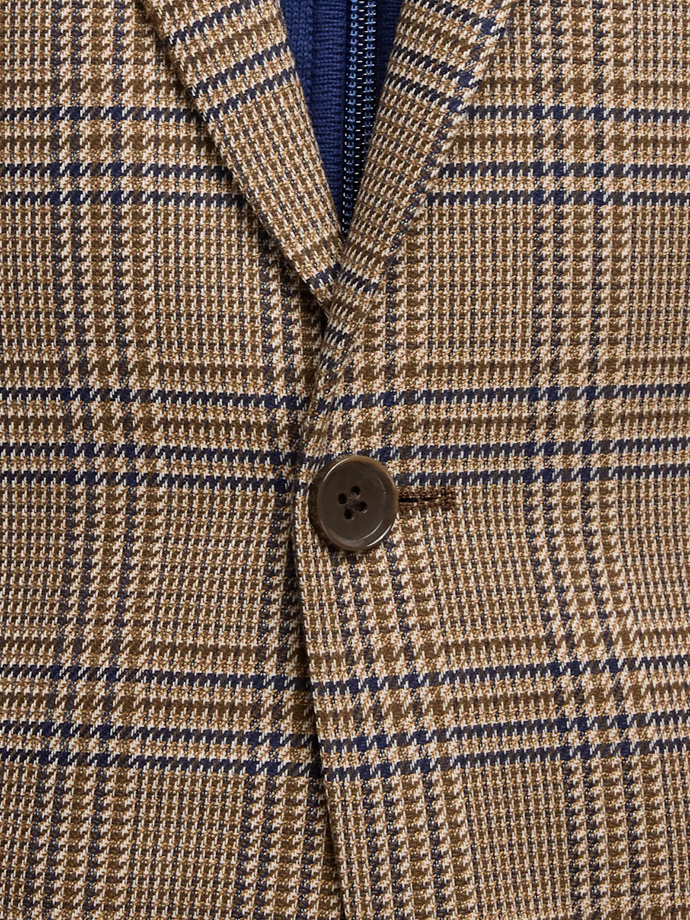 Microfiber Plaid Single Breasted Notch Lapel Sport Coat - Brown/navy - Image 5