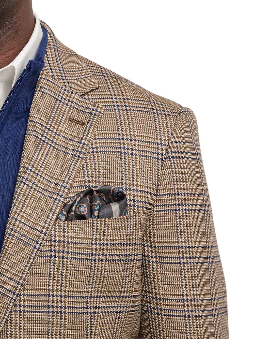 Microfiber Plaid Single Breasted Notch Lapel Sport Coat - Brown/navy - Image 6