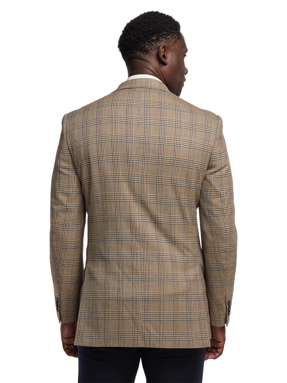Microfiber Plaid Single Breasted Notch Lapel Sport Coat - Brown/navy - Image 7
