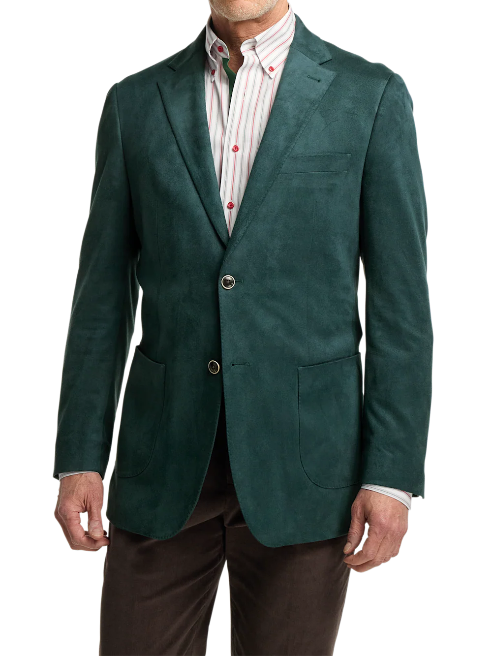Microsuede Single Breasted Notch Lapel Sport Coat - Dark Green - Image 3