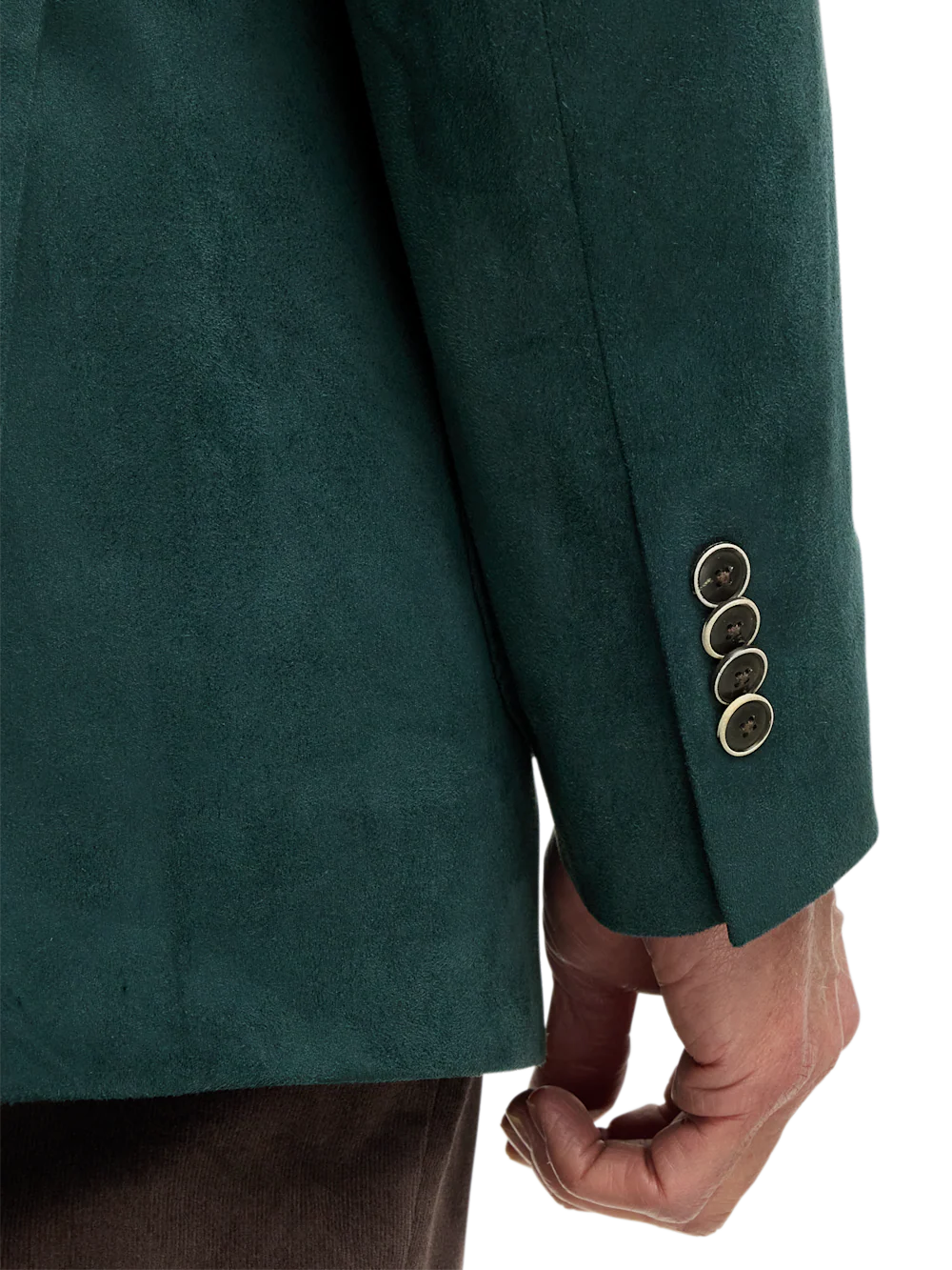 Microsuede Single Breasted Notch Lapel Sport Coat - Dark Green - Image 4