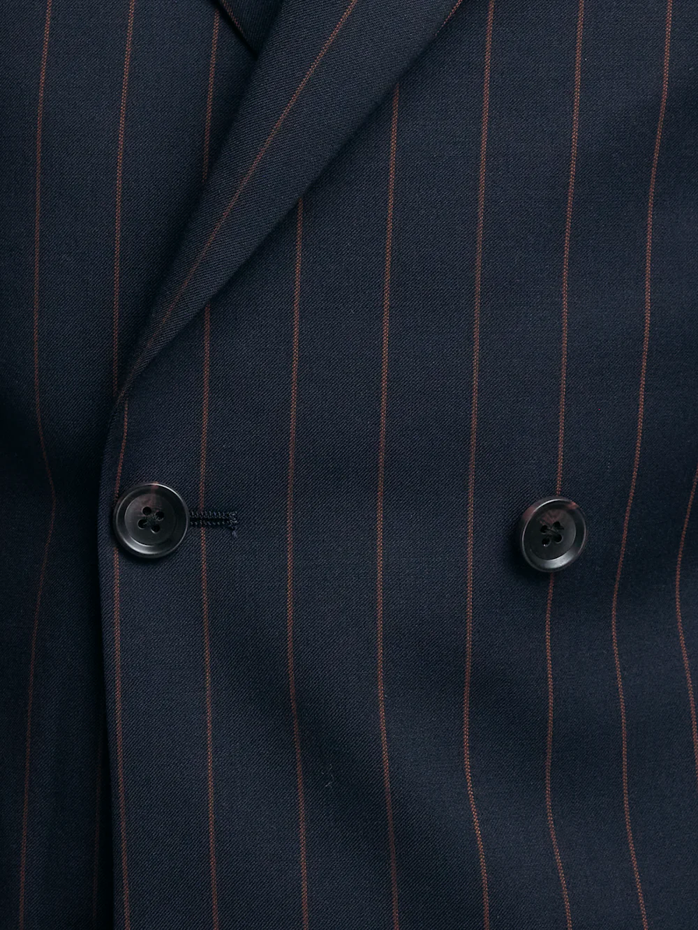 Navy/Brown Wool Stripe Double Breasted Peak Lapel Suit - Navy/brown - Image 5