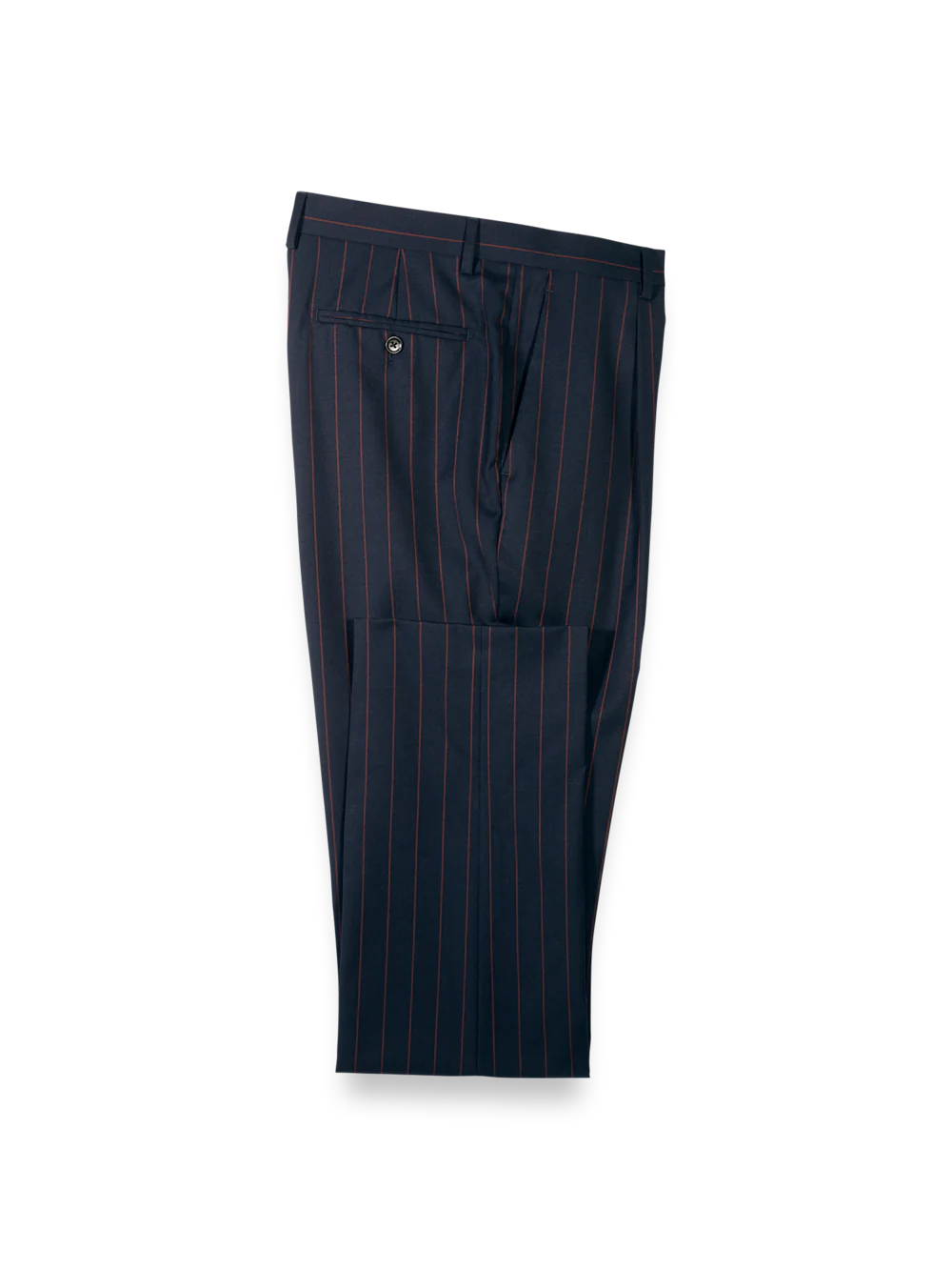 Navy/Brown Wool Stripe Double Breasted Peak Lapel Suit - Navy/brown - Image 9