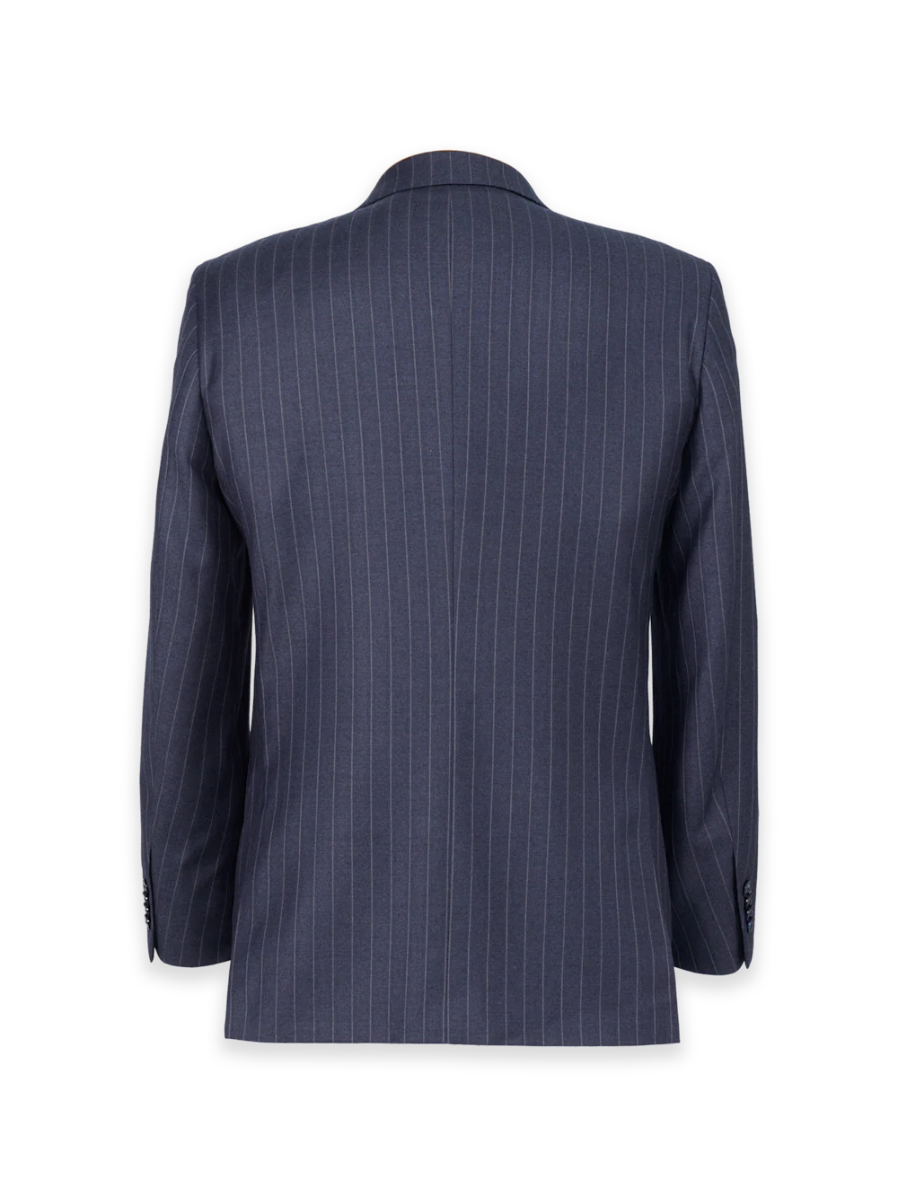 Navy Wool Stripe Single Breasted Notch Lapel Suit Jacket - Navy - Image 2