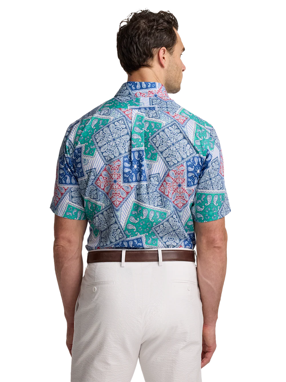 Non-Iron Cotton Bandana Dress Shirt With Contrast Trim - Blue Multi - Image 5