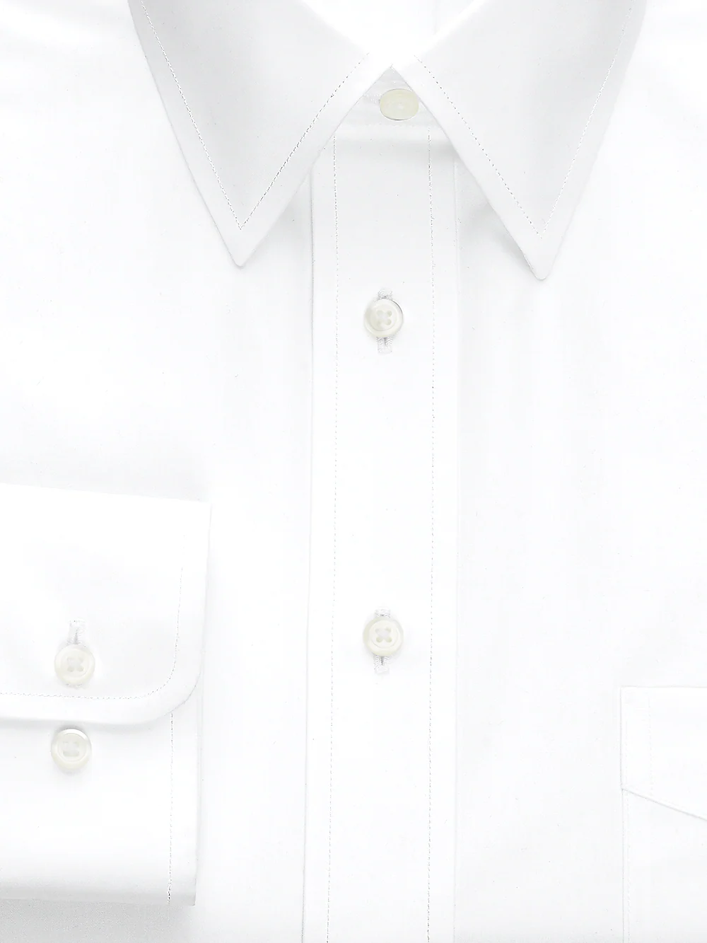 Non-Iron Cotton Broadcloth Solid Color Straight Collar Dress Shirt - French Blue - Image 2