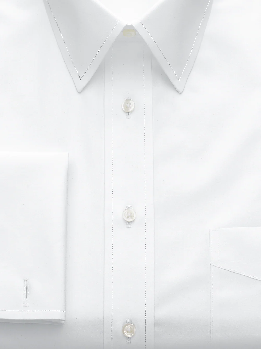 Non-Iron Cotton Broadcloth Straight Collar French Cuff Dress Shirt - Blue - Image 3