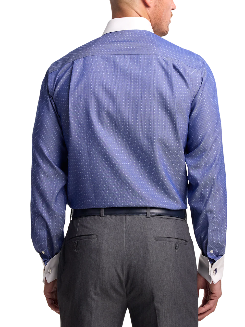Non-Iron Cotton Dot Dress Shirt - Blue - Image 5