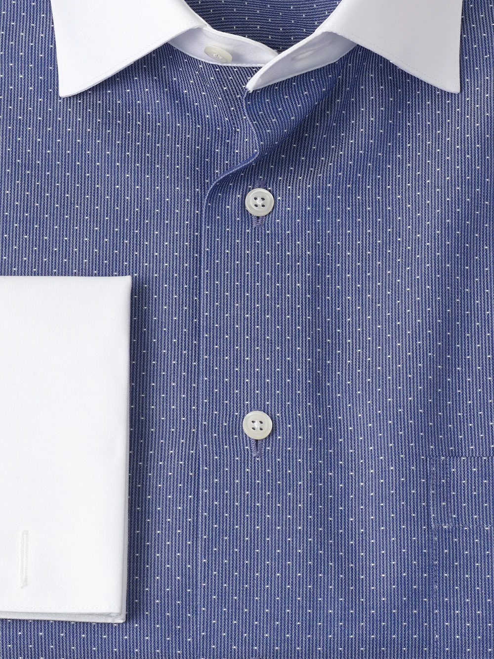 Non-Iron Cotton Dot Dress Shirt - Blue - Image 6