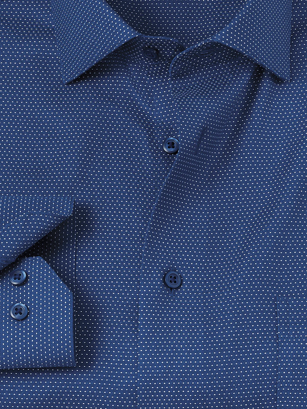 Non-Iron Cotton Dot Dress Shirt - Blue - Image 6