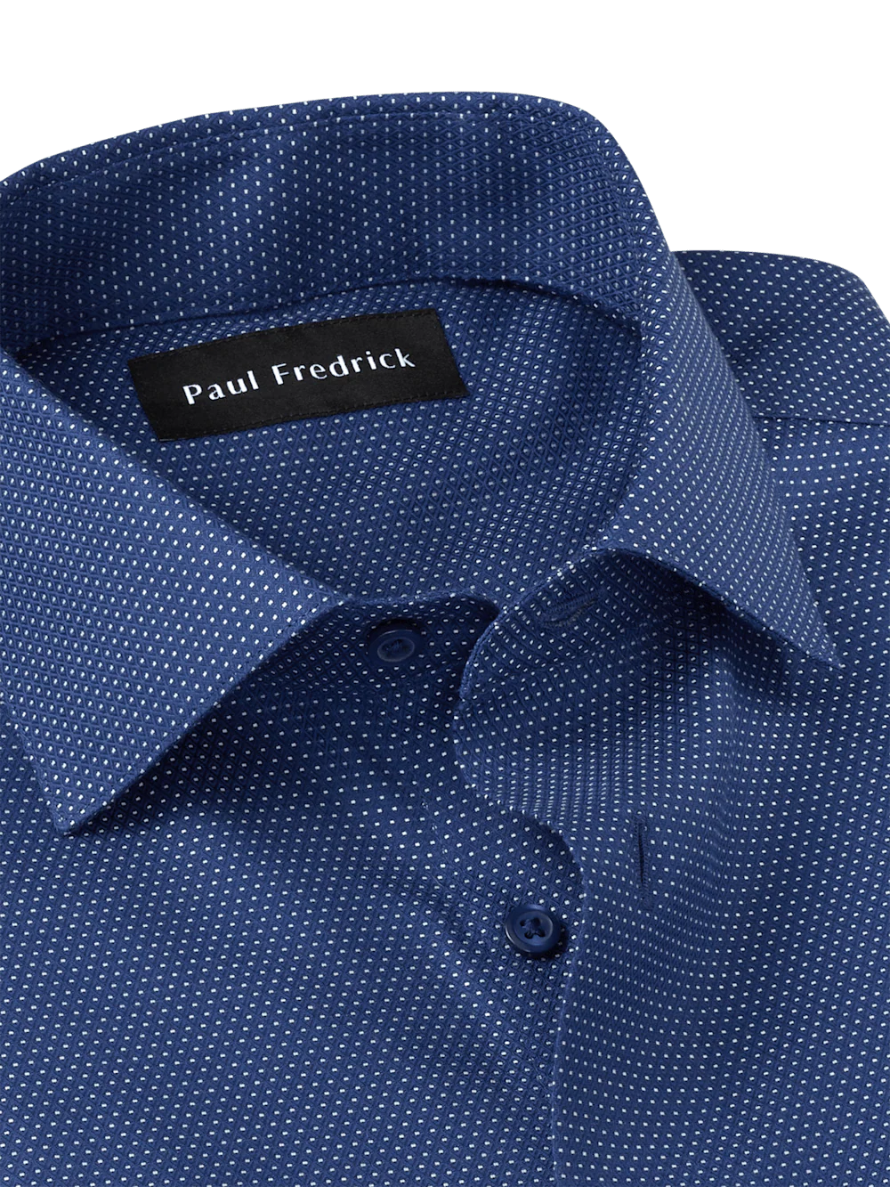 Non-Iron Cotton Dot Dress Shirt - Blue - Image 7