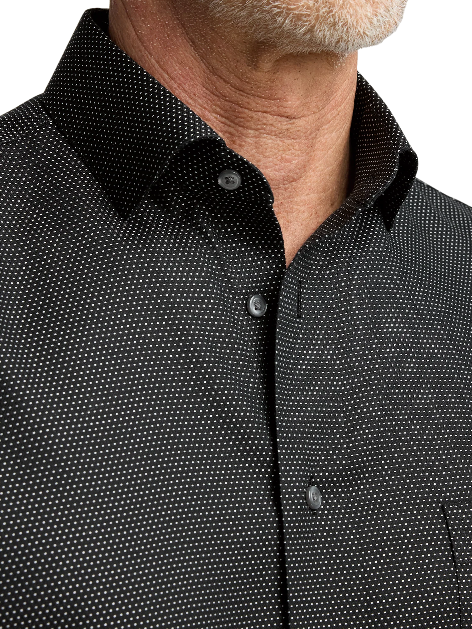 Non-Iron Cotton Dot Dress Shirt - Black - Image 3