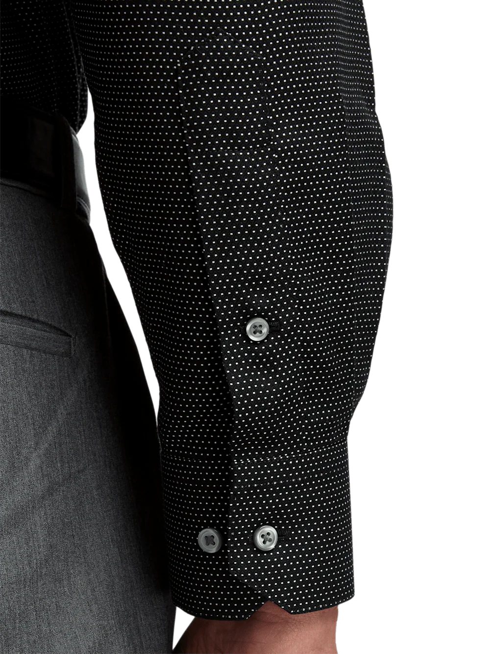 Non-Iron Cotton Dot Dress Shirt - Black - Image 4