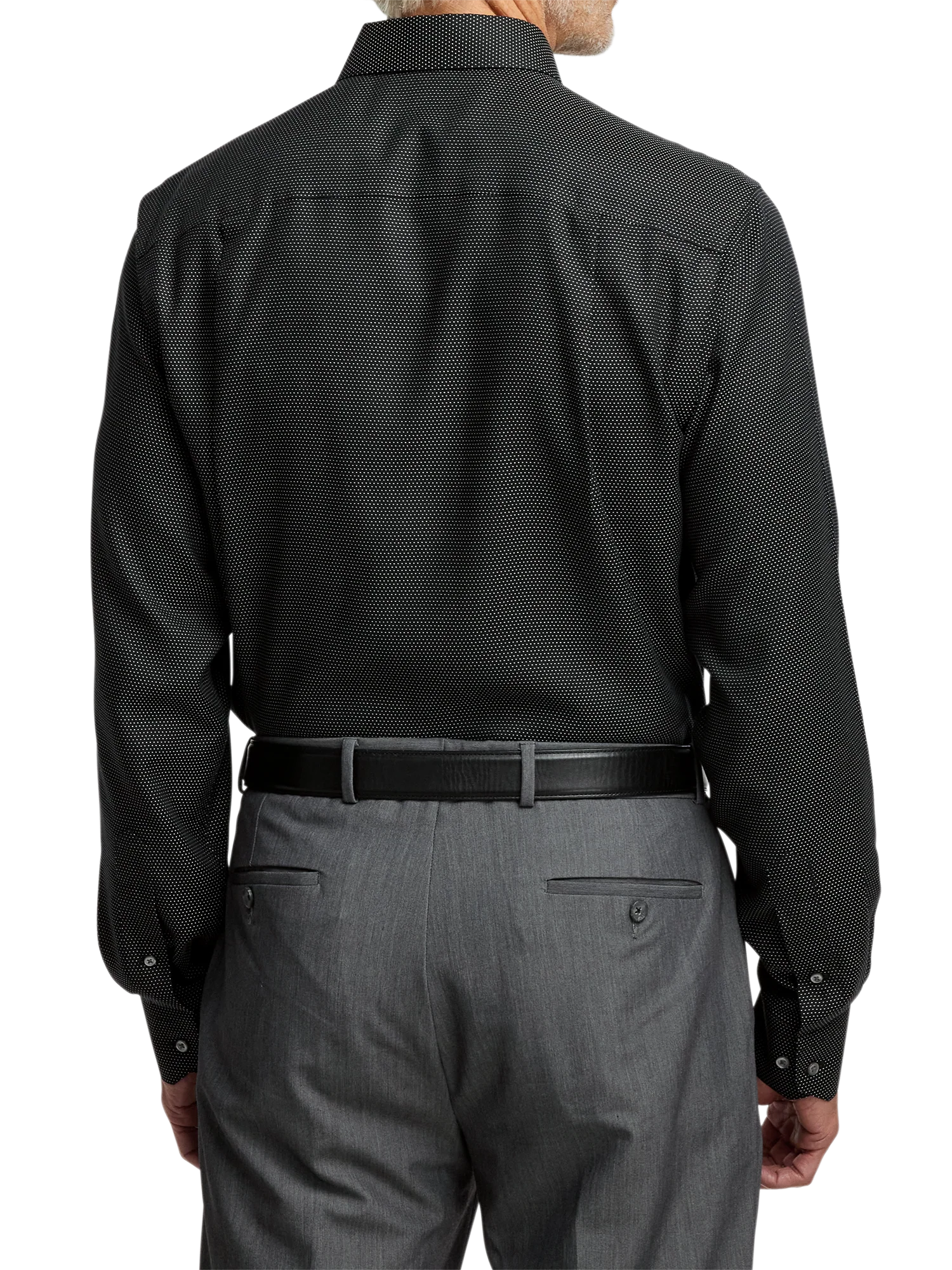 Non-Iron Cotton Dot Dress Shirt - Black - Image 5