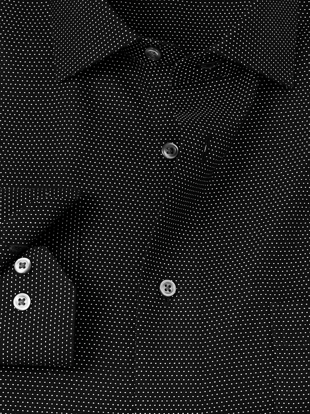 Non-Iron Cotton Dot Dress Shirt - Black - Image 6