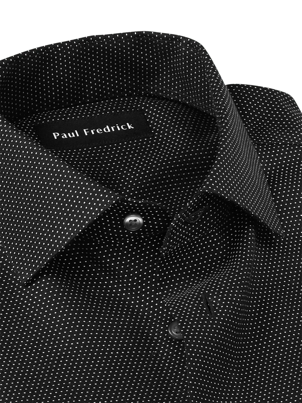 Non-Iron Cotton Dot Dress Shirt - Black - Image 7
