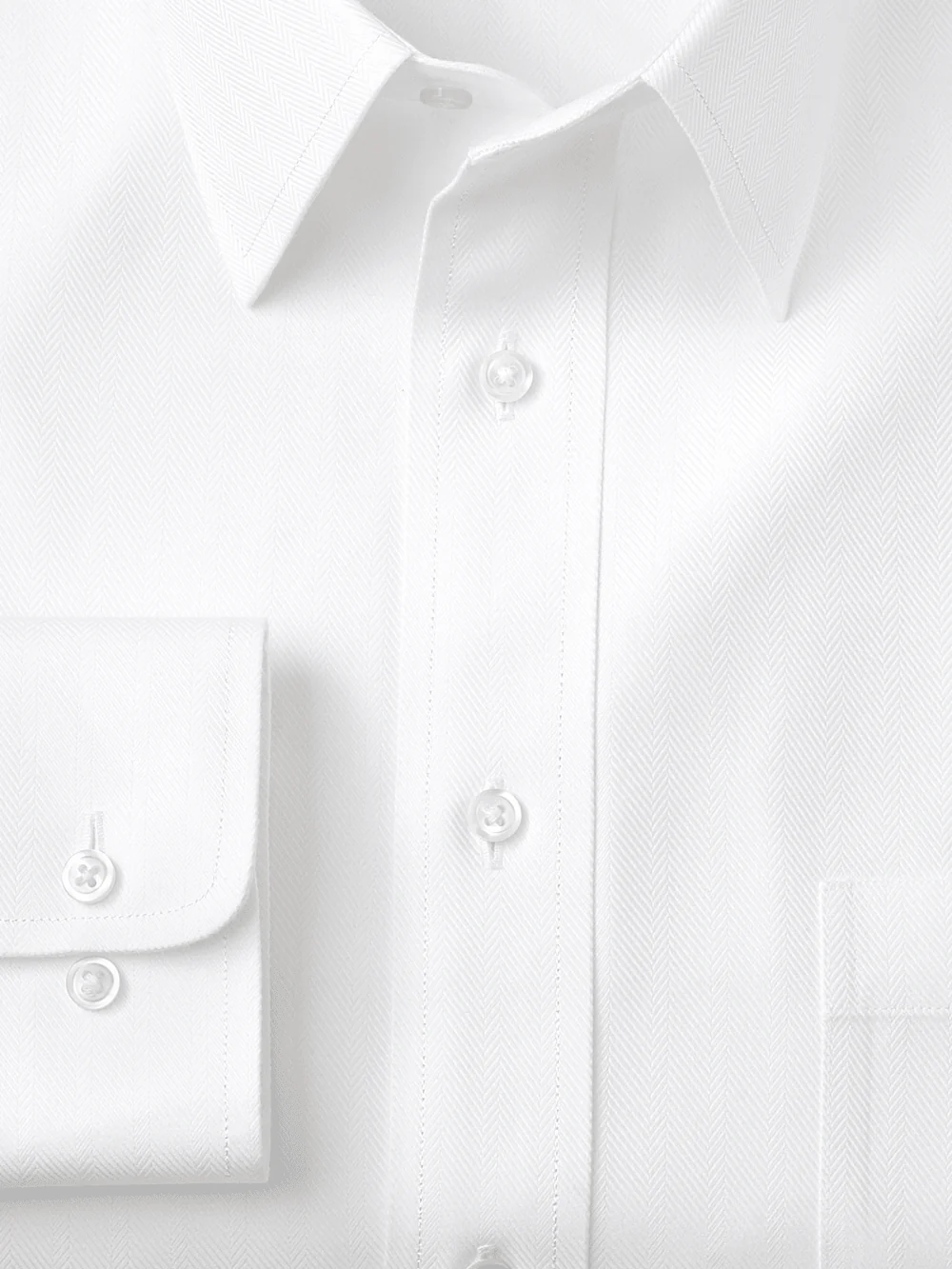 Non-Iron Cotton Herringbone Point Collar Dress Shirt - White - Image 6