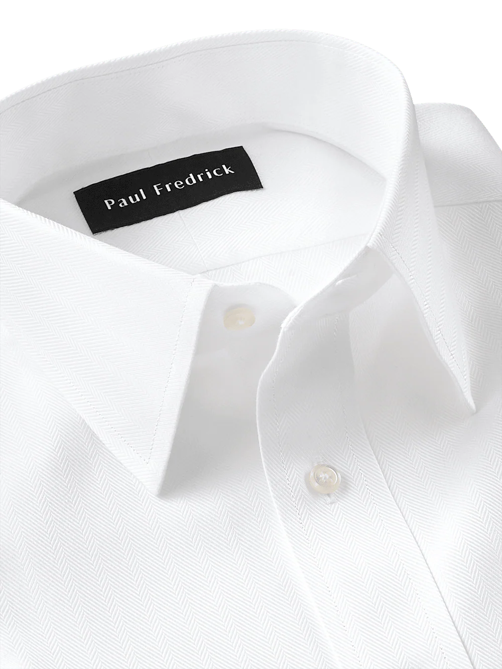 Non-Iron Cotton Herringbone Point Collar Dress Shirt - White - Image 7