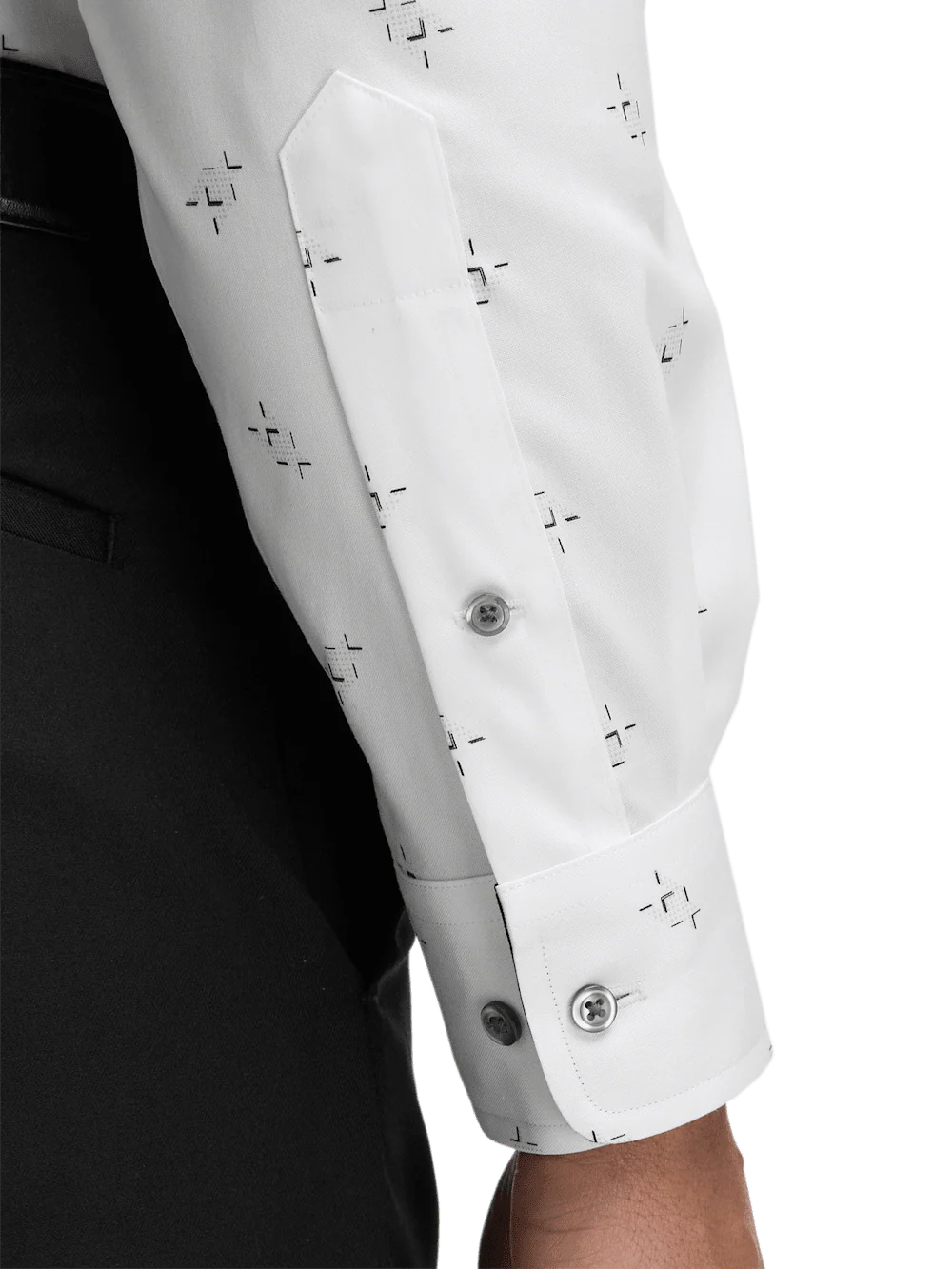 Non-Iron Cotton Houndstooth Dress Shirt - White - Image 4