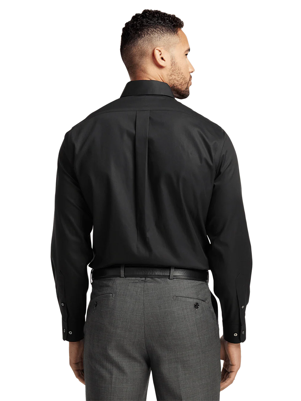 Non-Iron Cotton Pinpoint Solid Button Down Collar Dress Shirt - Black - Image 5