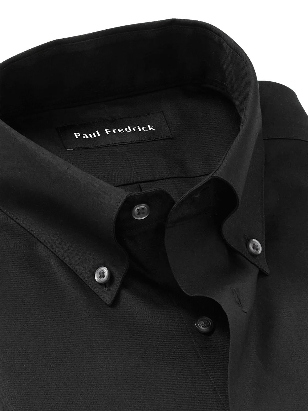 Non-Iron Cotton Pinpoint Solid Button Down Collar Dress Shirt - Black - Image 7