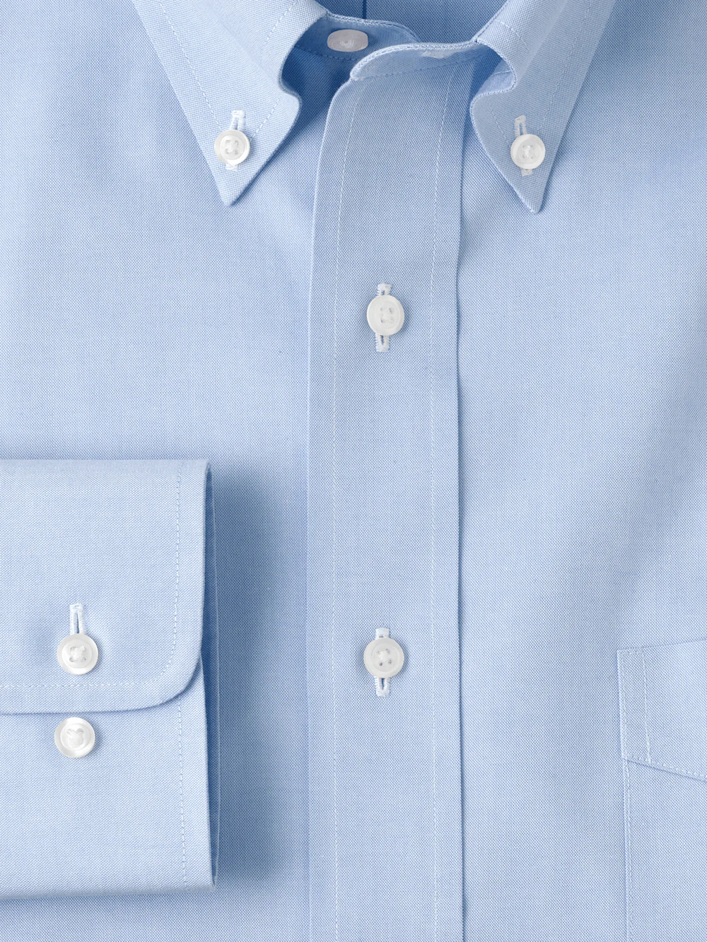 Non-Iron Cotton Pinpoint Solid Button Down Collar Dress Shirt - Blue - Image 6