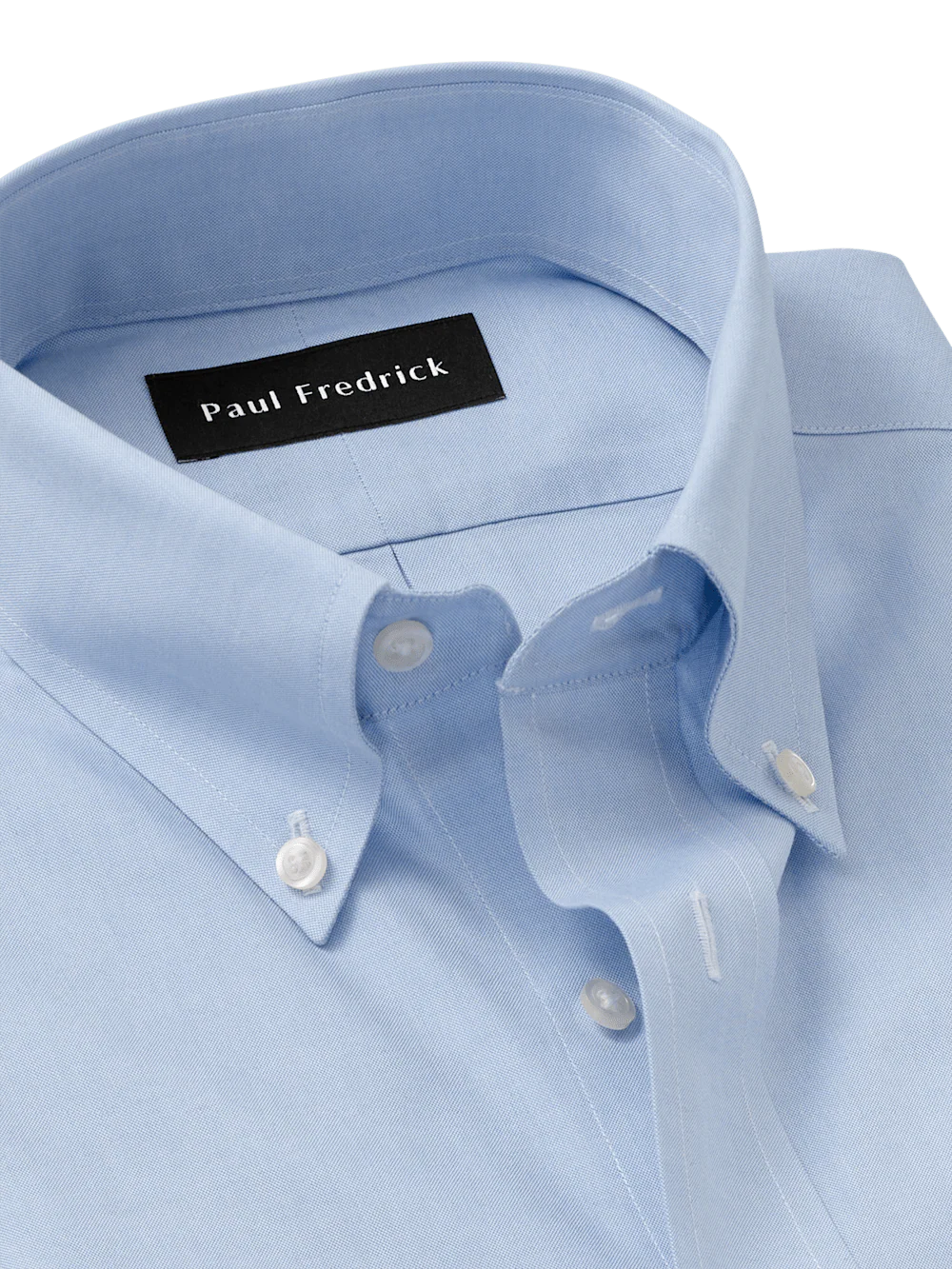 Non-Iron Cotton Pinpoint Solid Button Down Collar Dress Shirt - Blue - Image 7