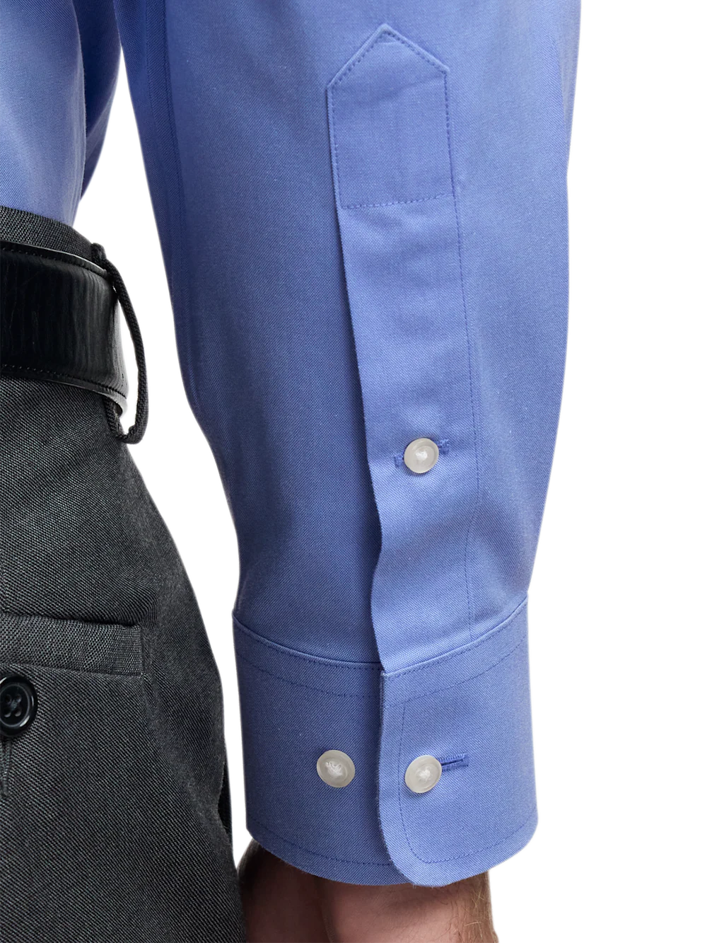 Non-Iron Cotton Pinpoint Solid Button Down Collar Dress Shirt - French Blue - Image 4