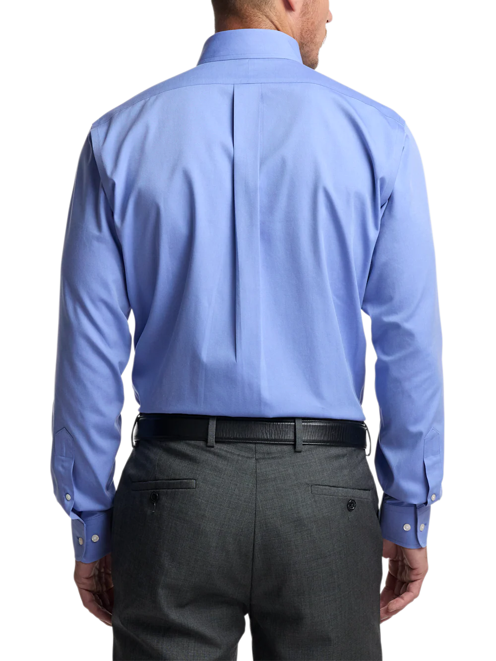 Non-Iron Cotton Pinpoint Solid Button Down Collar Dress Shirt - French Blue - Image 5