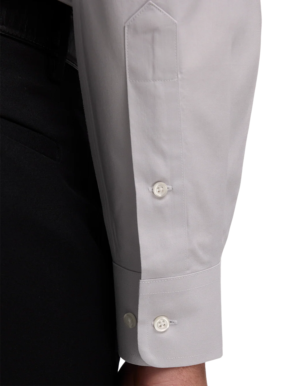 Non-Iron Cotton Pinpoint Solid Button Down Collar Dress Shirt - Grey - Image 4
