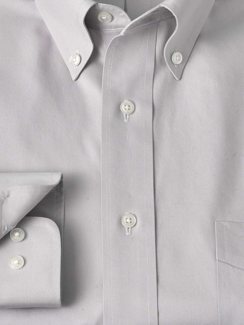Non-Iron Cotton Pinpoint Solid Button Down Collar Dress Shirt - Grey - Image 6