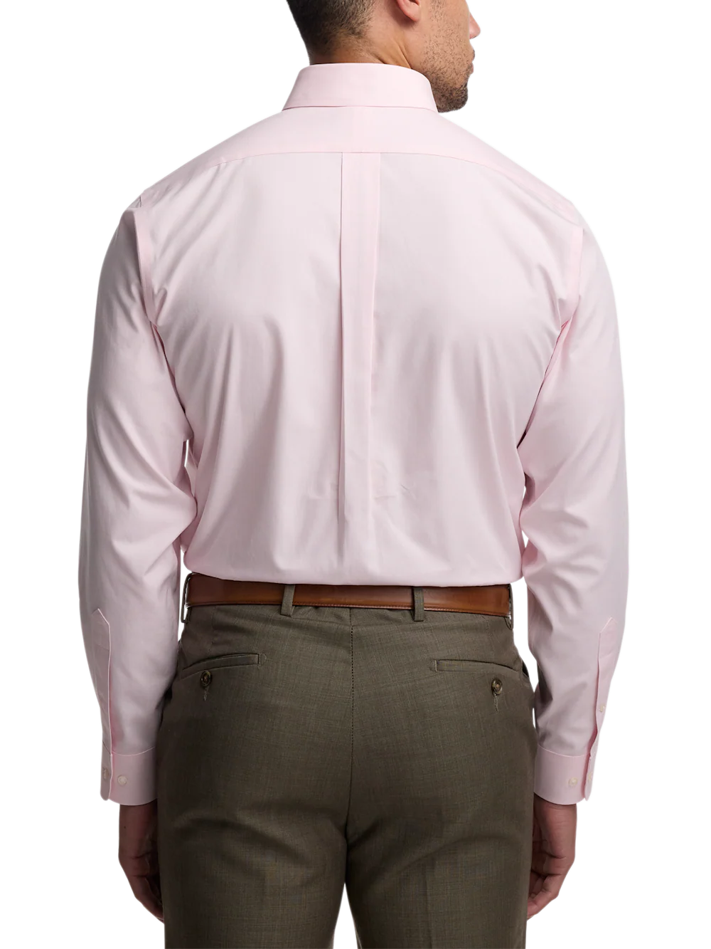 Non-Iron Cotton Pinpoint Solid Button Down Collar Dress Shirt - Pink - Image 5
