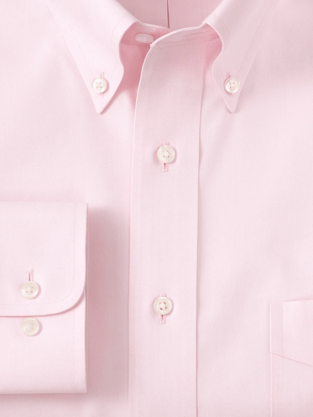 Non-Iron Cotton Pinpoint Solid Button Down Collar Dress Shirt - Pink - Image 6