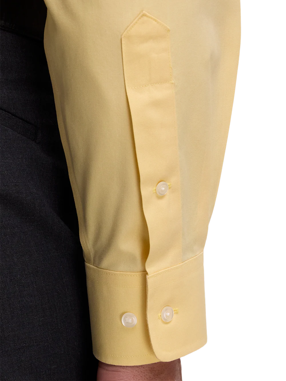 Non-Iron Cotton Pinpoint Solid Button Down Collar Dress Shirt - Yellow - Image 4