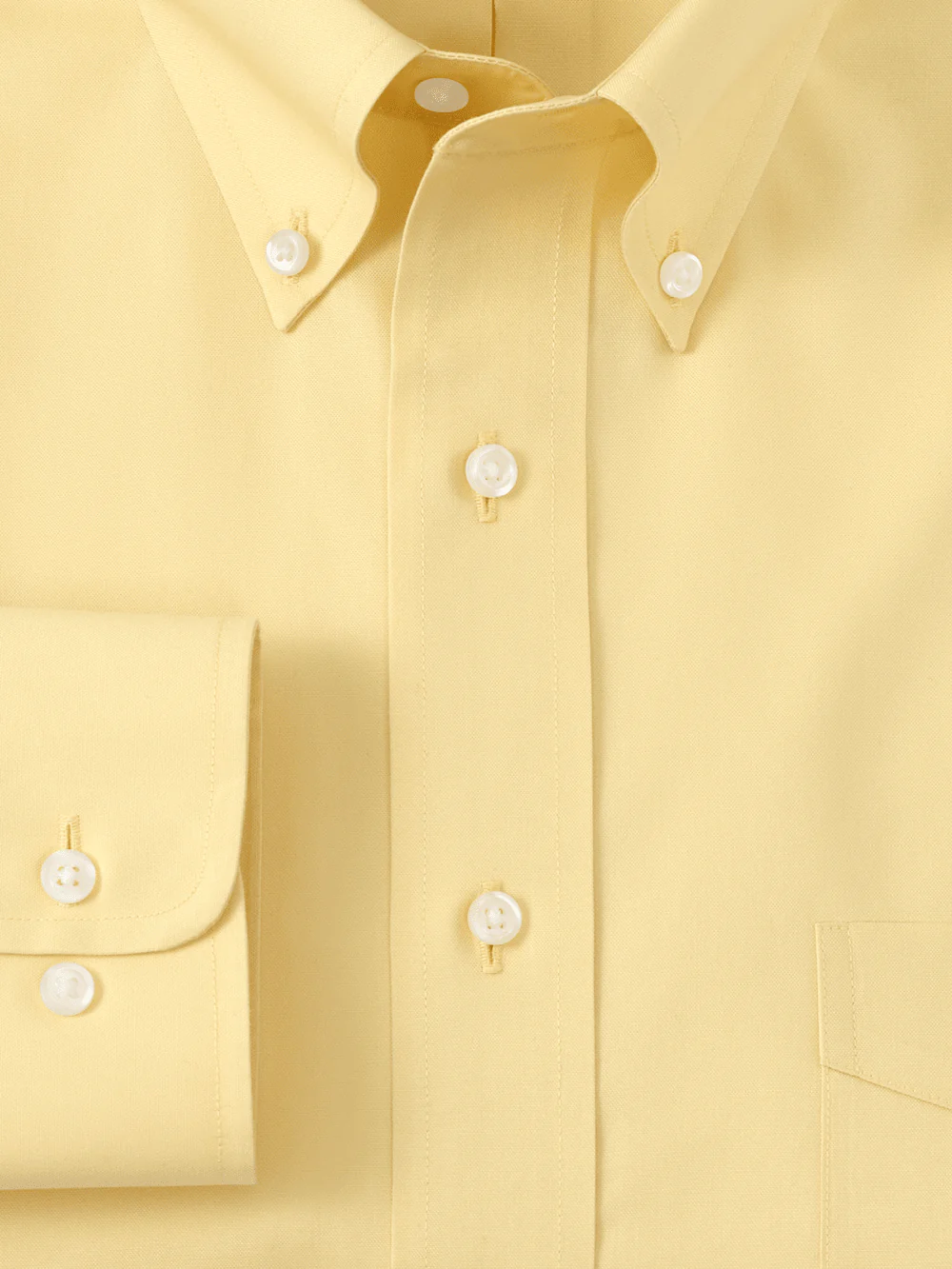 Non-Iron Cotton Pinpoint Solid Button Down Collar Dress Shirt - Yellow - Image 6