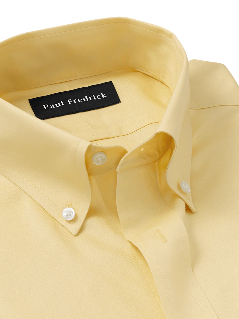 Non-Iron Cotton Pinpoint Solid Button Down Collar Dress Shirt - Yellow - Image 7