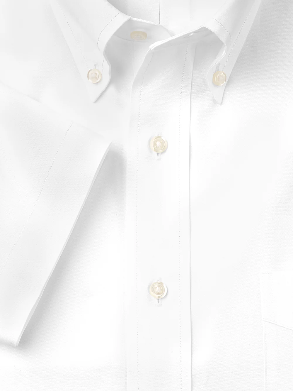 Non-Iron Cotton Pinpoint Solid Button Down Collar Short Sleeve Dress Shirt - White - Image 6