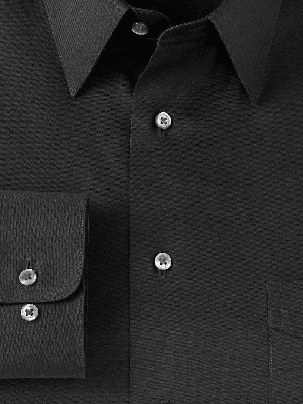 Non-Iron Cotton Pinpoint Solid Point Collar Dress Shirt - Black - Image 6